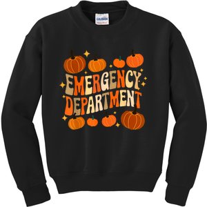 Funny Er Nurse Thanksgiving Emergency Dept Groovy Kids Sweatshirt