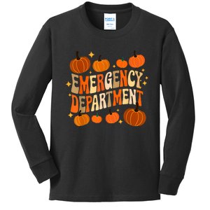 Funny Er Nurse Thanksgiving Emergency Dept Groovy Kids Long Sleeve Shirt