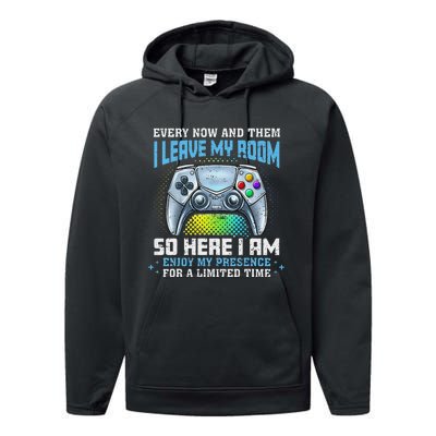 Funny Every Now And Then I Leave My Room Gaming Performance Fleece Hoodie