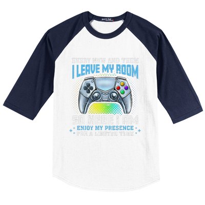 Funny Every Now And Then I Leave My Room Gaming Baseball Sleeve Shirt