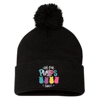 Funny Easter Oh For Sake Bunny & Egg Pastel .Png Pom Pom 12in Knit Beanie