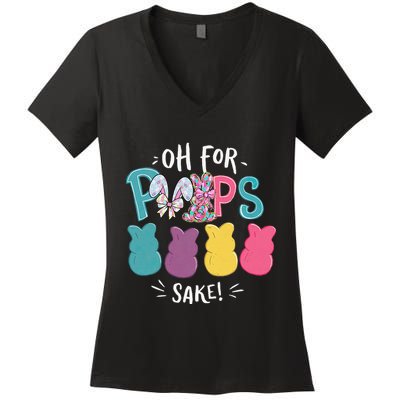 Funny Easter Oh For Sake Bunny & Egg Pastel .Png Women's V-Neck T-Shirt