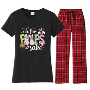 Funny Easter Oh For Bunnies Sake Happy Easter Day Women's Flannel Pajama Set