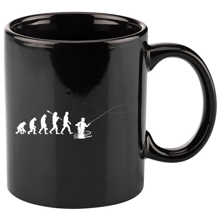 Funny Evolution Of Man Fly Fishing 11oz C Handle Ceramic Mug