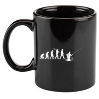 Funny Evolution Of Man Fly Fishing 11oz C Handle Ceramic Mug