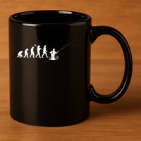 Funny Evolution Of Man Fly Fishing 11oz C Handle Ceramic Mug