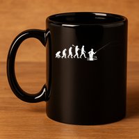 Funny Evolution Of Man Fly Fishing 11oz C Handle Ceramic Mug