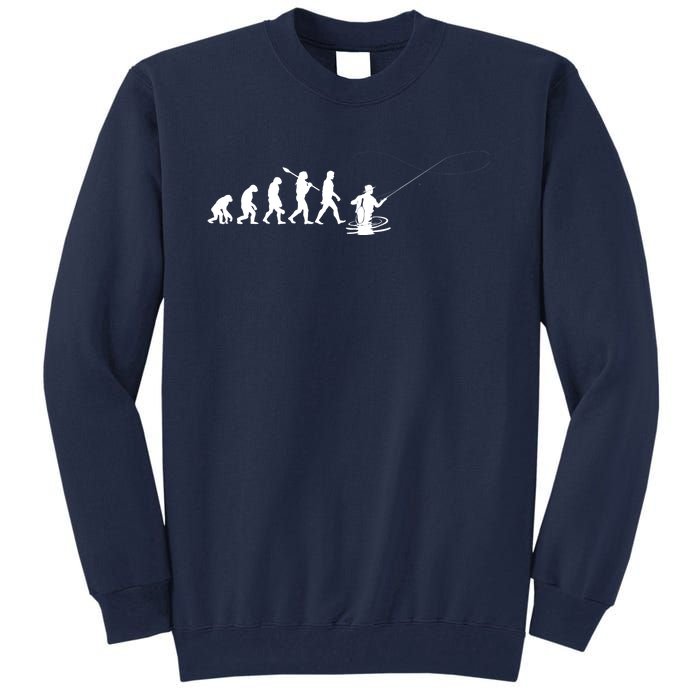 Funny Evolution Of Man Fly Fishing Tall Sweatshirt