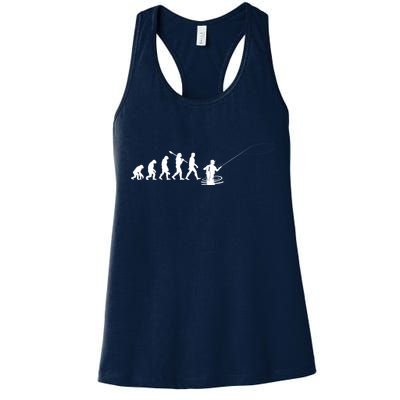 Funny Evolution Of Man Fly Fishing Womens Tank Top