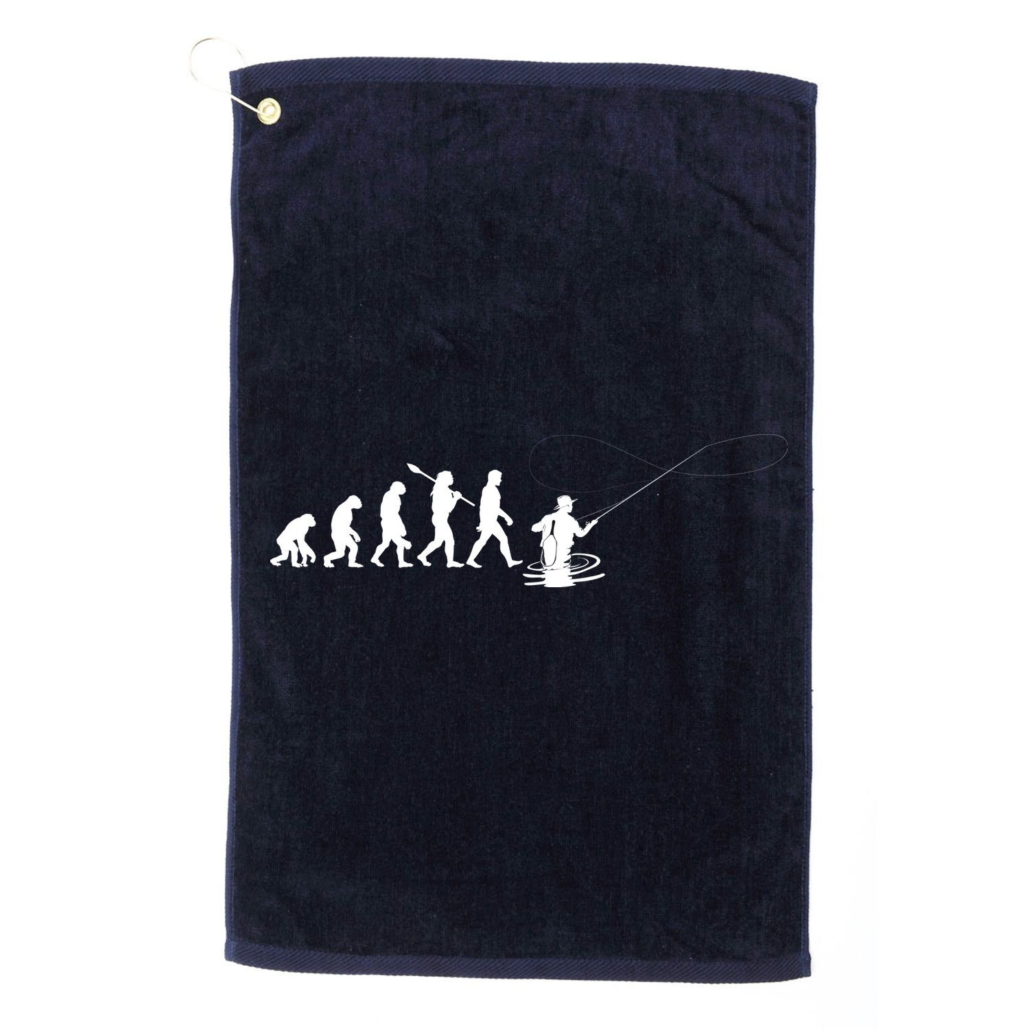 Funny Evolution Of Man Fly Fishing Golf Towel