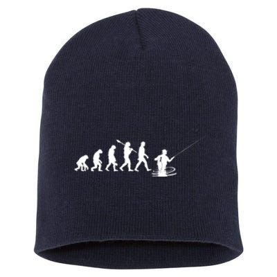 Funny Evolution Of Man Fly Fishing Short Acrylic Beanie