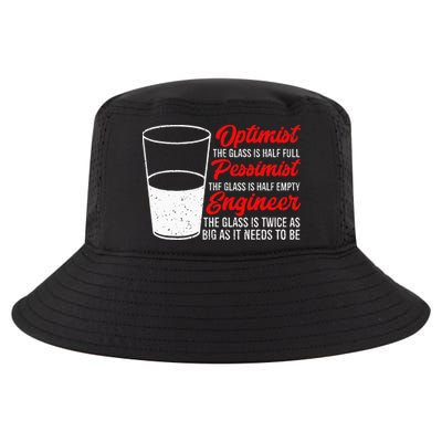 Funny Engineer Optimist Pessimist Glass Engineer Cool Comfort Performance Bucket Hat