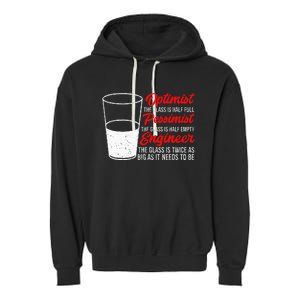 Funny Engineer Optimist Pessimist Glass Engineer Garment-Dyed Fleece Hoodie