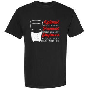 Funny Engineer Optimist Pessimist Glass Engineer Garment-Dyed Heavyweight T-Shirt