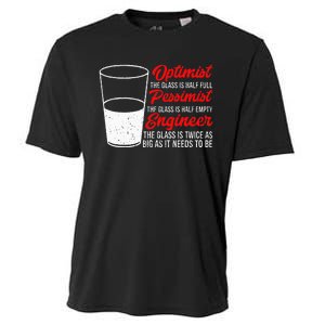 Funny Engineer Optimist Pessimist Glass Engineer Cooling Performance Crew T-Shirt