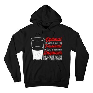 Funny Engineer Optimist Pessimist Glass Engineer Hoodie