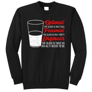 Funny Engineer Optimist Pessimist Glass Engineer Sweatshirt