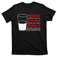 Funny Engineer Optimist Pessimist Glass Engineer T-Shirt