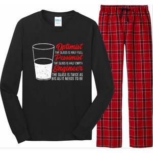 Funny Engineer Optimist Pessimist Glass Engineer Long Sleeve Pajama Set