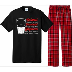 Funny Engineer Optimist Pessimist Glass Engineer Pajama Set