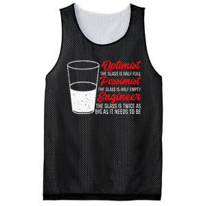 Funny Engineer Optimist Pessimist Glass Engineer Mesh Reversible Basketball Jersey Tank