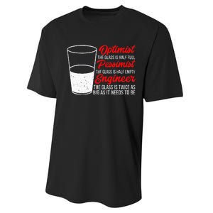 Funny Engineer Optimist Pessimist Glass Engineer Performance Sprint T-Shirt