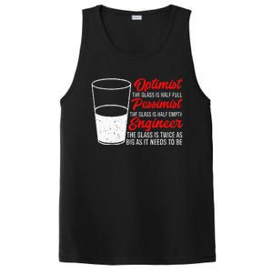 Funny Engineer Optimist Pessimist Glass Engineer PosiCharge Competitor Tank