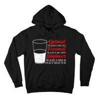 Funny Engineer Optimist Pessimist Glass Engineer Tall Hoodie