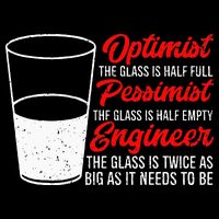 Funny Engineer Optimist Pessimist Glass Engineer Cropped Pullover Crew