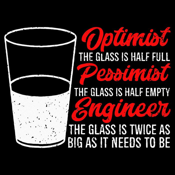 Funny Engineer Optimist Pessimist Glass Engineer Cropped Pullover Crew