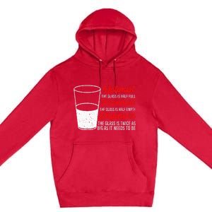 Funny Engineer Optimist Pessimist Glass Engineer Premium Pullover Hoodie