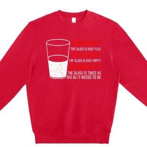 Funny Engineer Optimist Pessimist Glass Engineer Premium Crewneck Sweatshirt