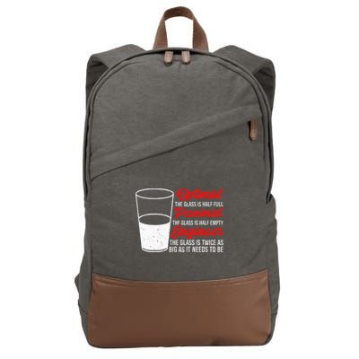Funny Engineer Optimist Pessimist Glass Engineer Cotton Canvas Backpack