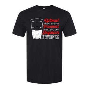 Funny Engineer Optimist Pessimist Glass Engineer Softstyle CVC T-Shirt