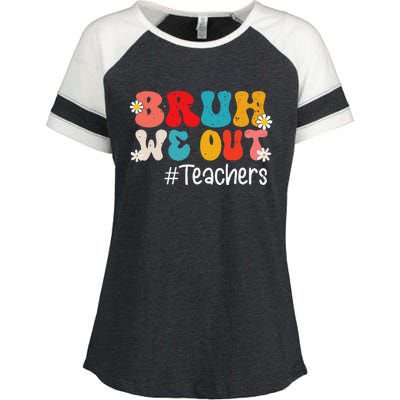 Funny End Of School Year Teacher Summer Bruh We Out Teachers Enza Ladies Jersey Colorblock Tee