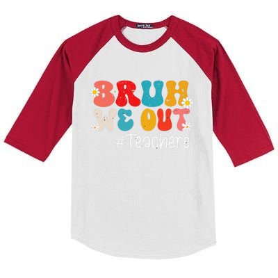 Funny End Of School Year Teacher Summer Bruh We Out Teachers Kids Colorblock Raglan Jersey