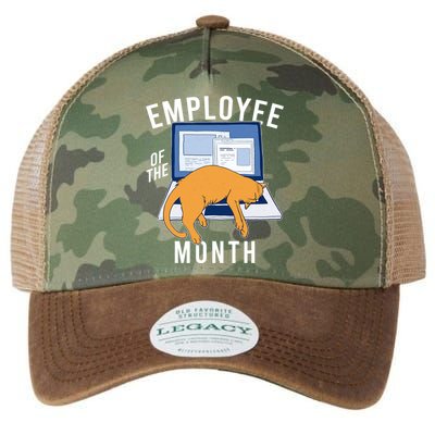 Funny Employee Of The Month Sleepy Cat Laptop Legacy Tie Dye Trucker Hat