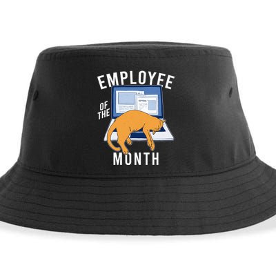 Funny Employee Of The Month Sleepy Cat Laptop Sustainable Bucket Hat