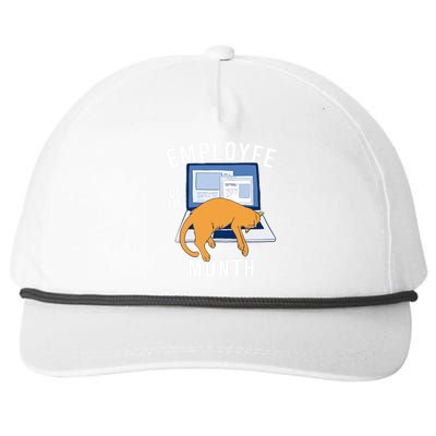 Funny Employee Of The Month Sleepy Cat Laptop Snapback Five-Panel Rope Hat