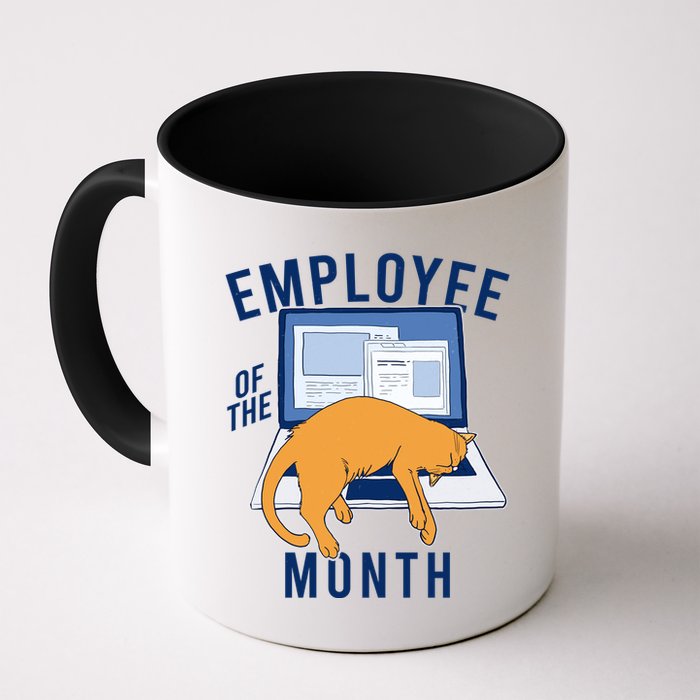 Funny Employee Of The Month Sleepy Cat Laptop Mug