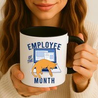 Funny Employee Of The Month Sleepy Cat Laptop Mug