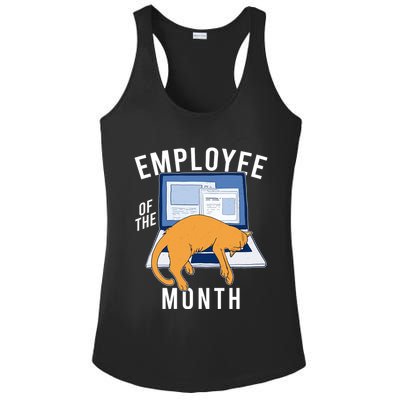Funny Employee Of The Month Sleepy Cat Laptop Ladies PosiCharge Competitor Racerback Tank