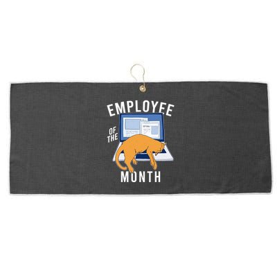 Funny Employee Of The Month Sleepy Cat Laptop Large Microfiber Waffle Golf Towel