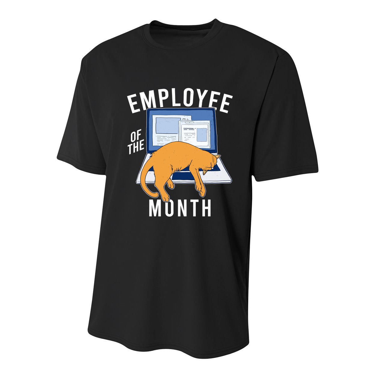 Funny Employee Of The Month Sleepy Cat Laptop Youth Performance Sprint T-Shirt