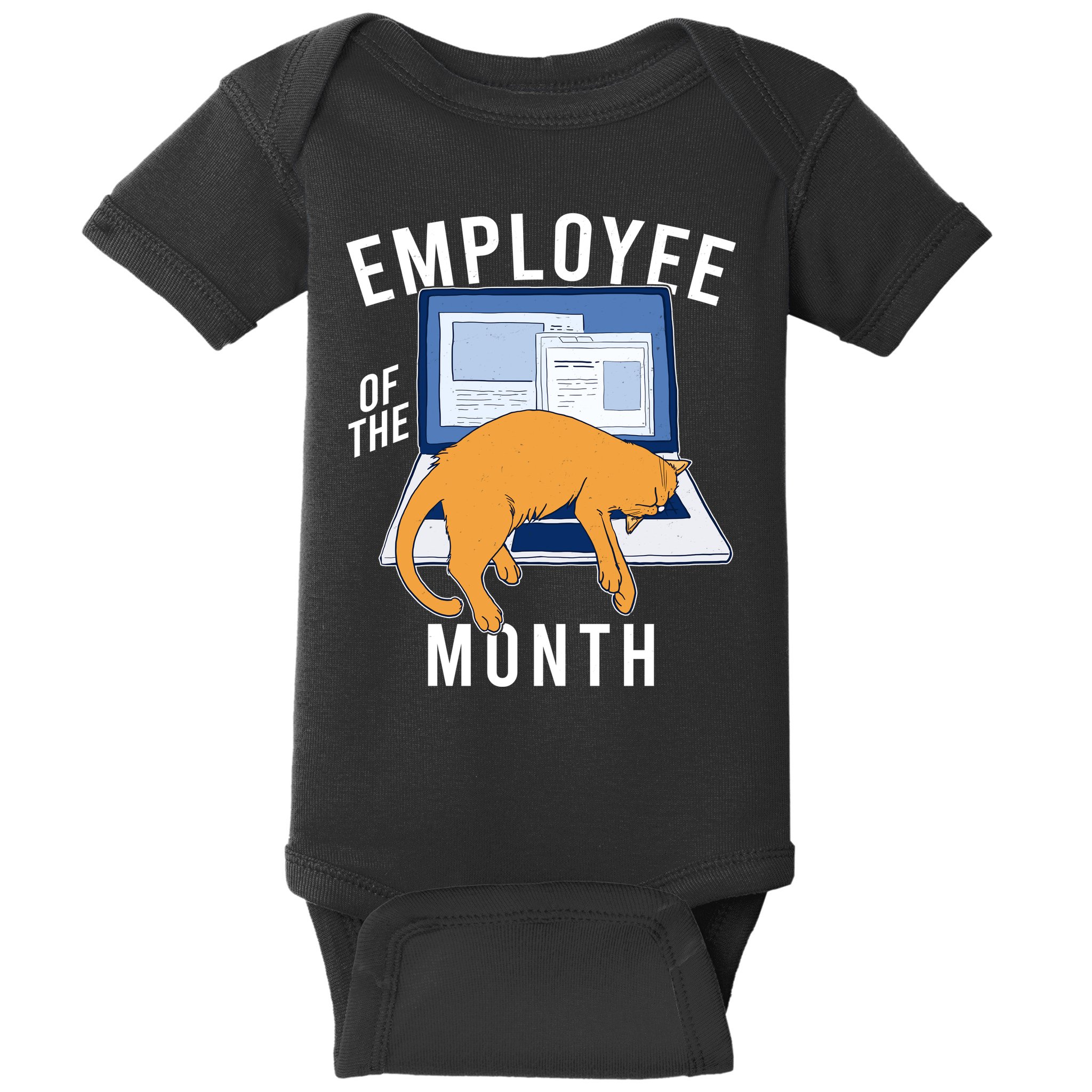 Funny Employee Of The Month Sleepy Cat Laptop Baby Bodysuit