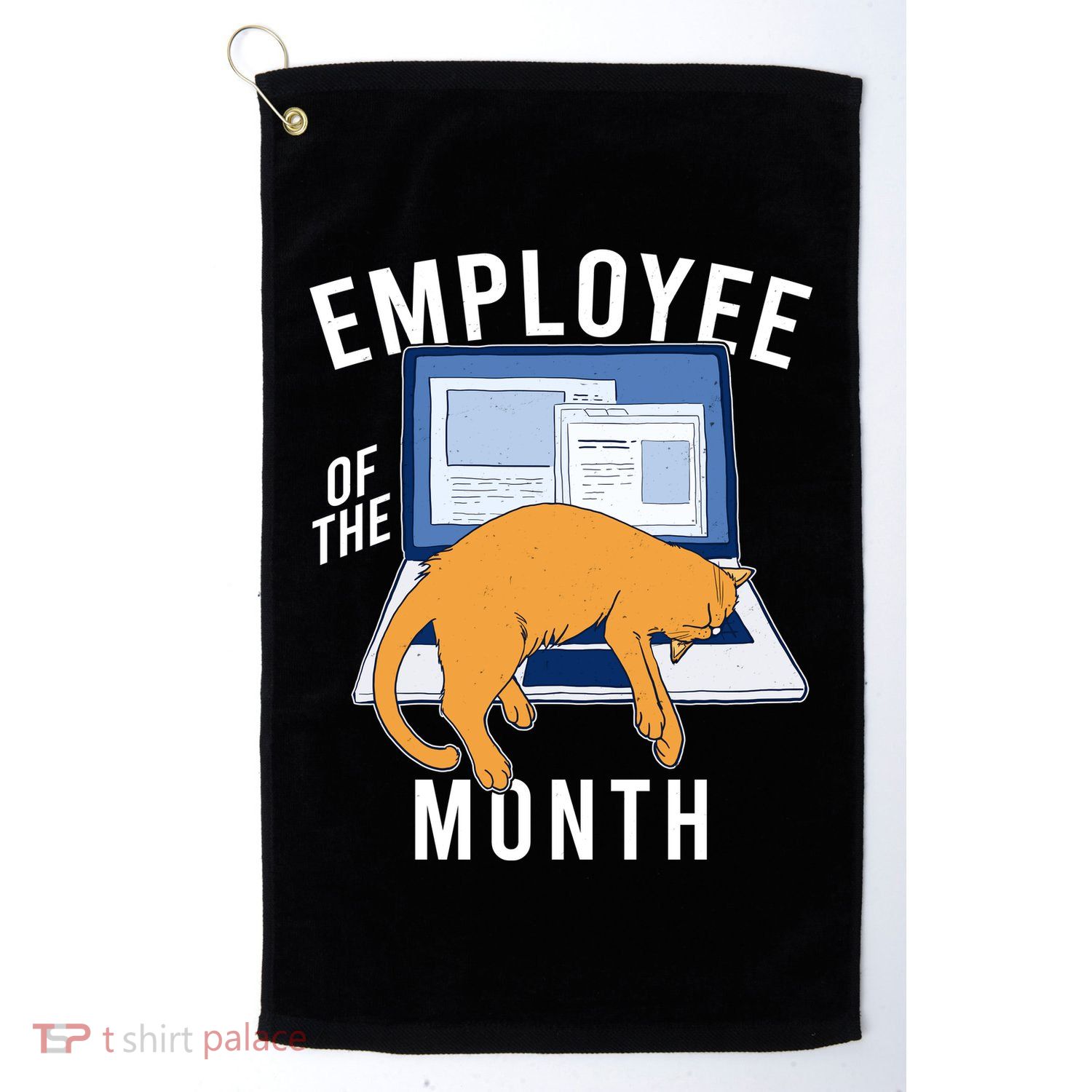 Funny Employee Of The Month Sleepy Cat Laptop Golf Towel