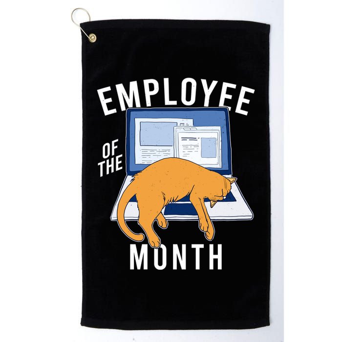 Funny Employee Of The Month Sleepy Cat Laptop Golf Towel