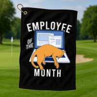 Funny Employee Of The Month Sleepy Cat Laptop Golf Towel