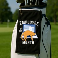 Funny Employee Of The Month Sleepy Cat Laptop Golf Towel
