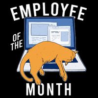 Funny Employee Of The Month Sleepy Cat Laptop Cropped Pullover Crew